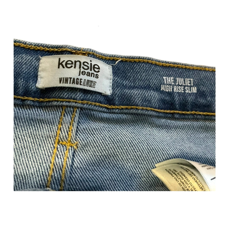 Kensie Jeans The Juliet High Rise Slim Vintage Luxe Blue Frayed Hem Jeans 14/32 - Picture 5 of 8